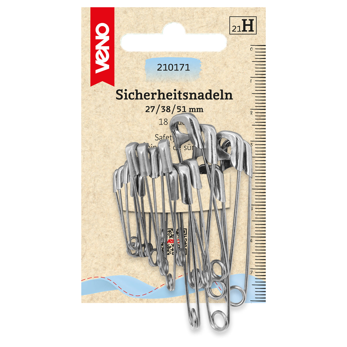 Sicherheitsnadeln von VENO aus silberfarbenem Metall – ideal für vielseitige Anwendungen in Haushalt, Handarbeit und Schneiderei.